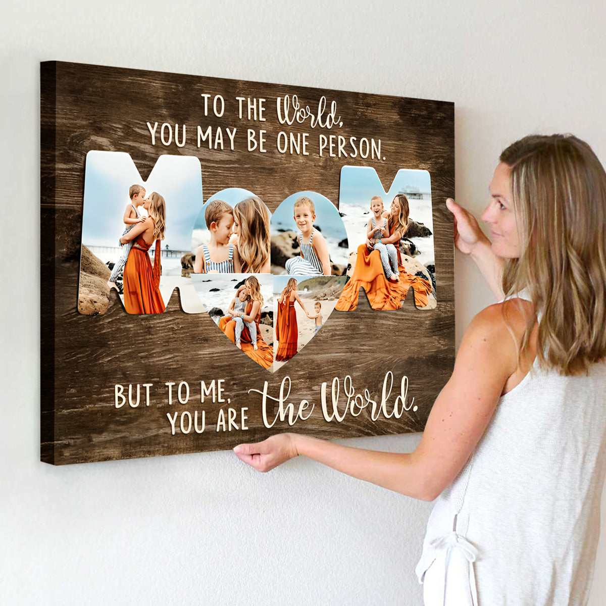 Personalized Mom Photo Collage Canvas Poster, Unique Mothers Day Gift for Mom from Daughter or Son