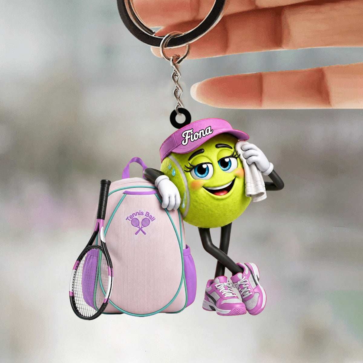 Personalized Cute Sweaty Male & Female Tennis Ball Keychain