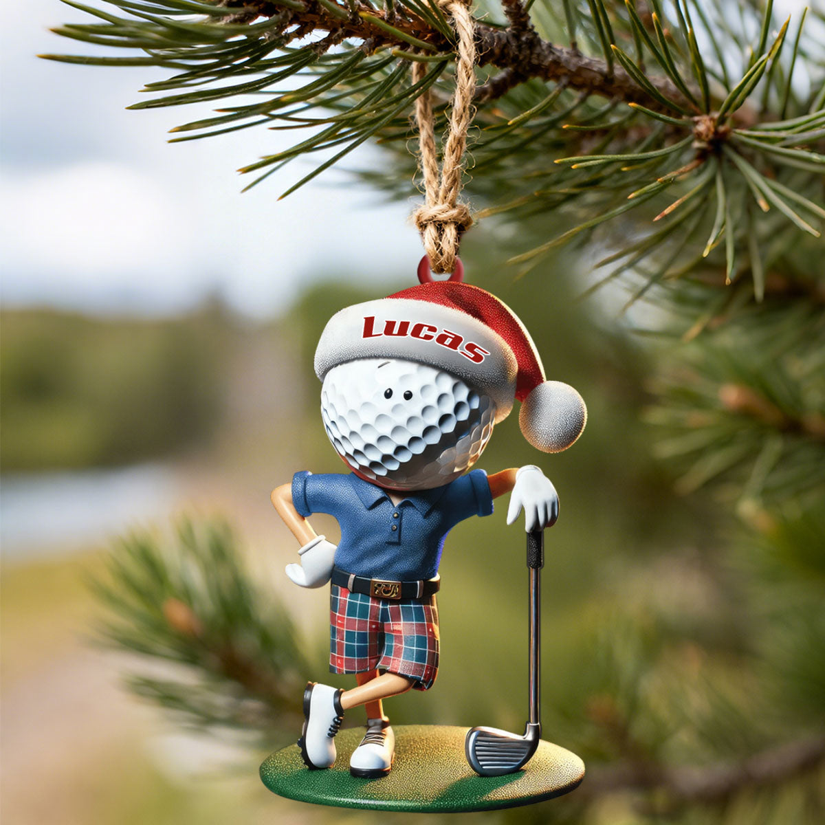Custom Name Golf Santa Ornament, Golf Lover Christmas Gift