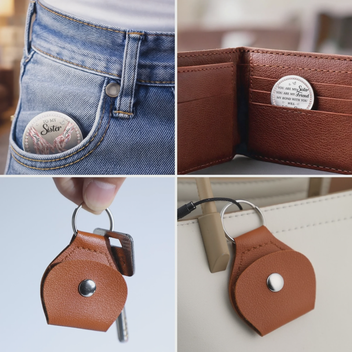 Custom Pocket Hug - Personalized Best Friend Birthday Gifts - Sisters Always Stand Together