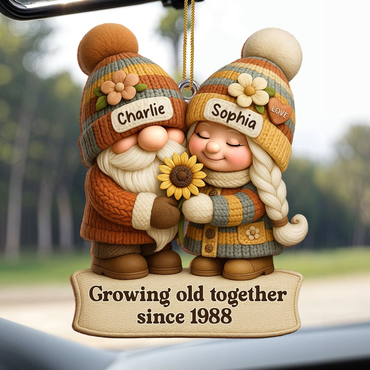 Growing Old Together Couple - Personalized Wood Ornament Gift For Couples