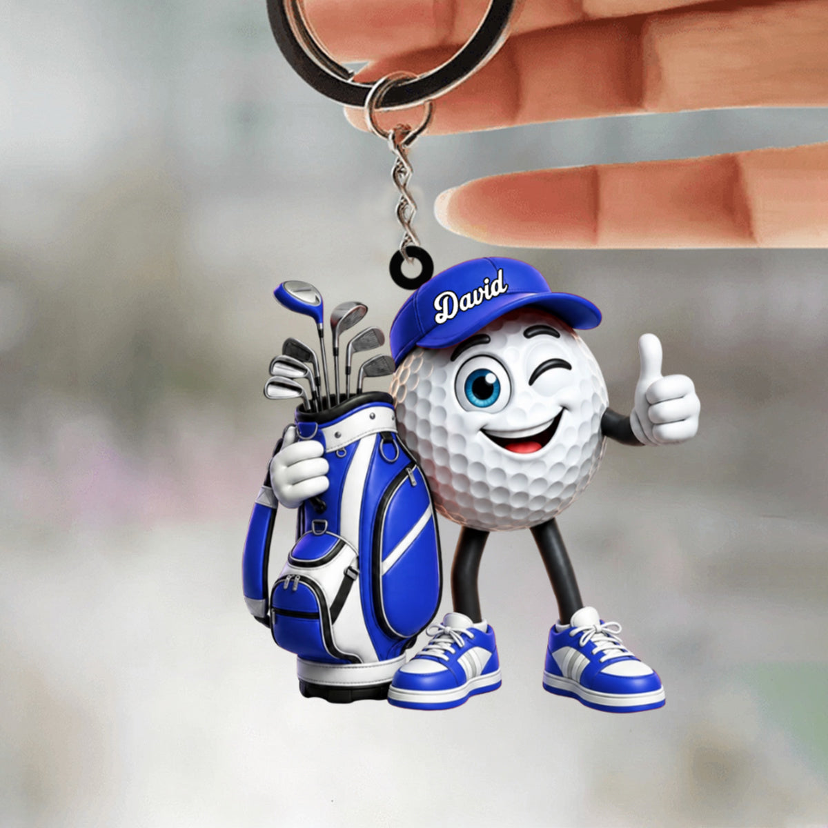 Cute Hugging Golf Bag With Golf Clubs Keychain - Personalized Golf Mascot Keychain Gift for Male & Female Golfer