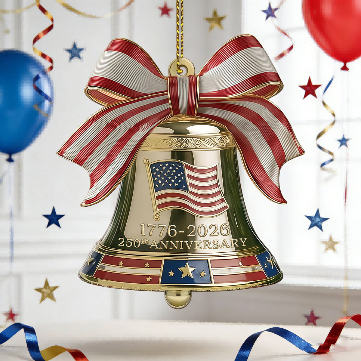 250 years of America Anniversary Liberty Bell Ornament 1776–2026 Patriotic