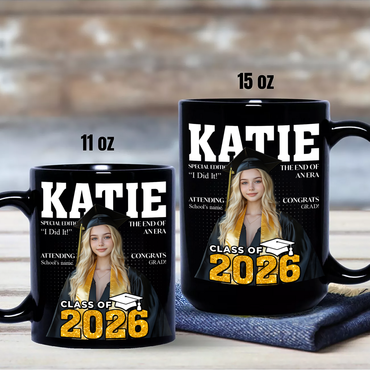 Congratulations Class Of 2026 Magazine Black Mug- Personalized Custom Mug