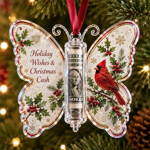 Christmas Cash Gift Butterfly Ornament – Holiday Money Holder Keepsake