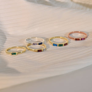 Personalized Family Minimalist Dainty Birthstone Ring Gift for Her, Birthday Gift