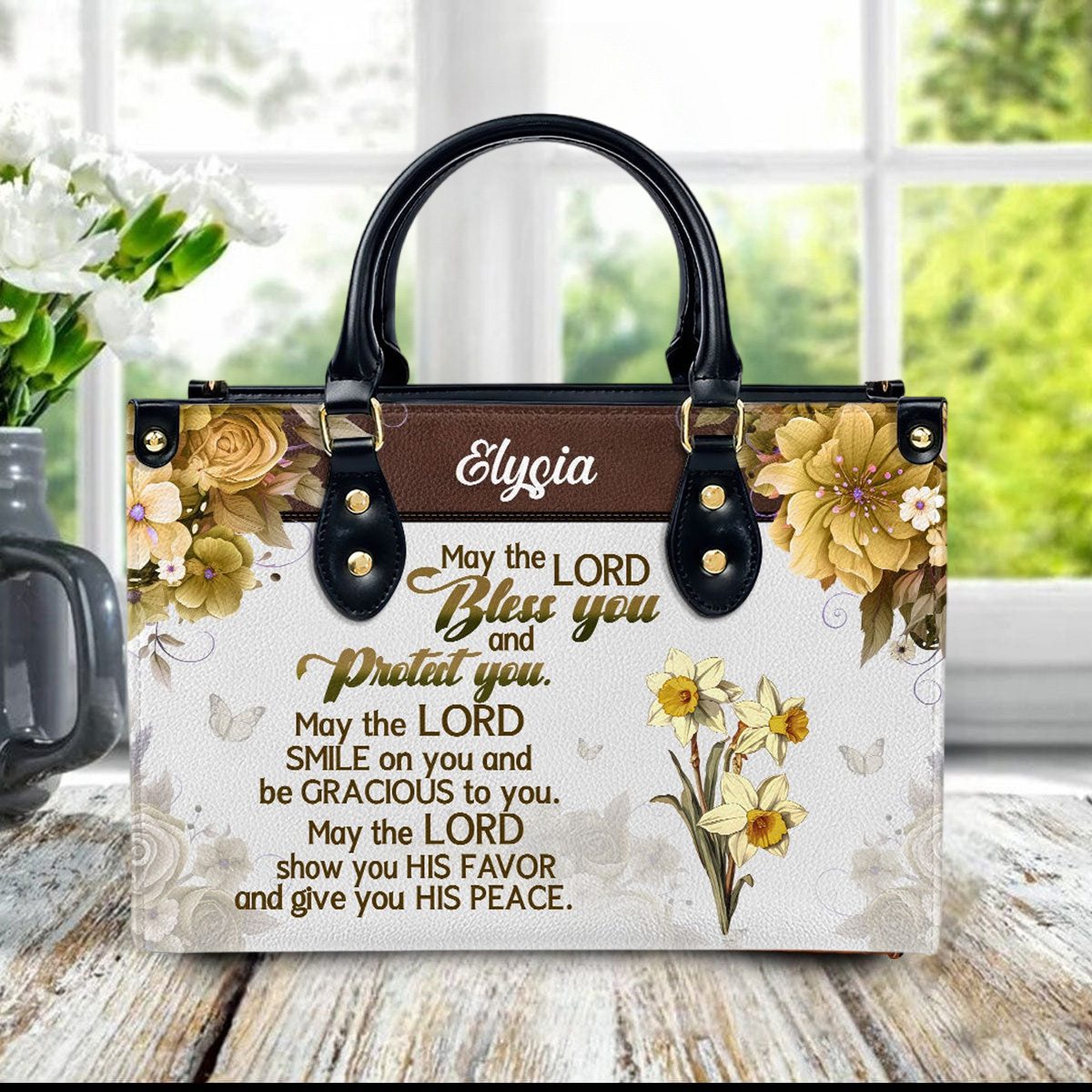 May The Lord Bless You And Protect You-Personalized Leather Handbag