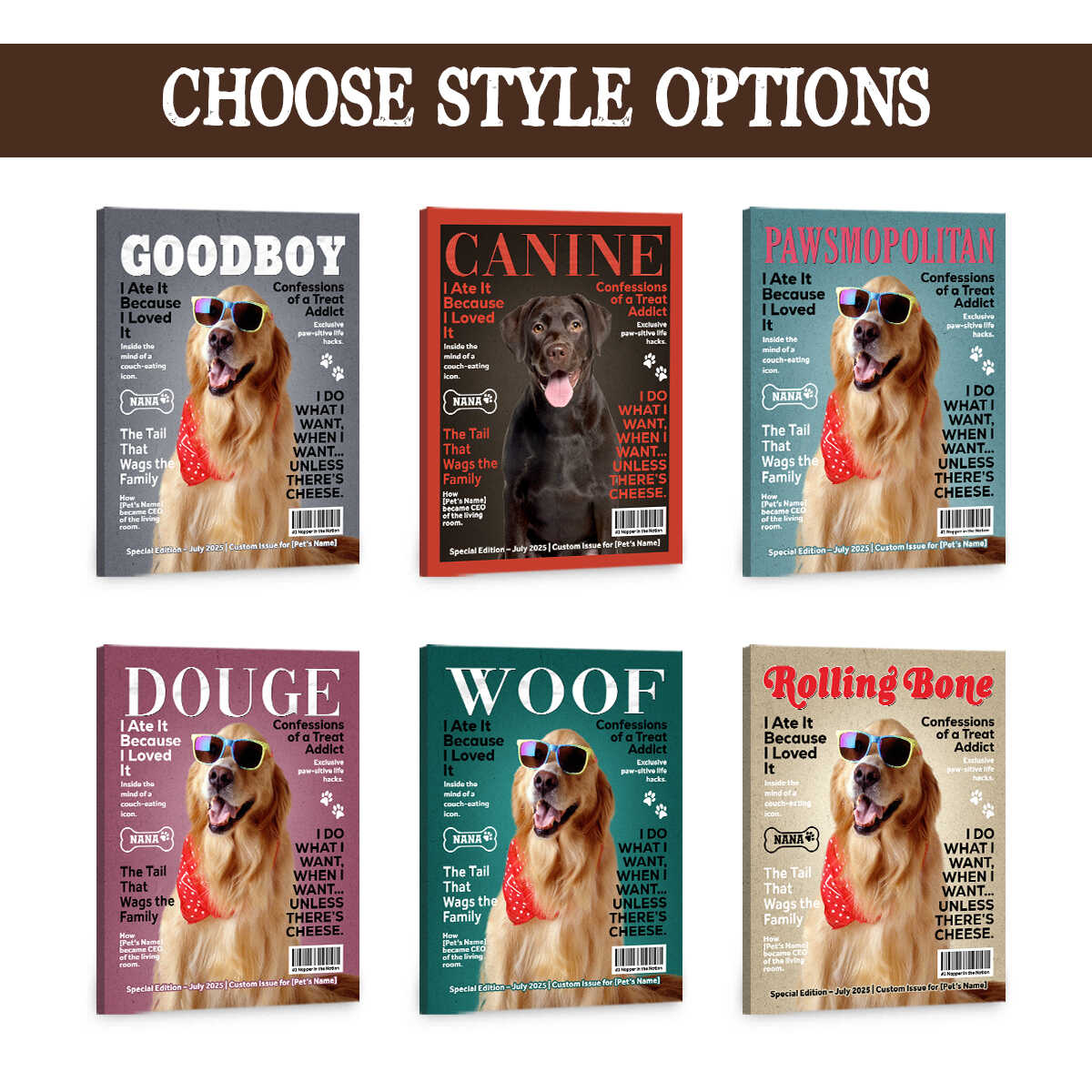 Personalized Custom Pet Magazine Cover Canvas, Custom Pet Portrait, Pet From Photo