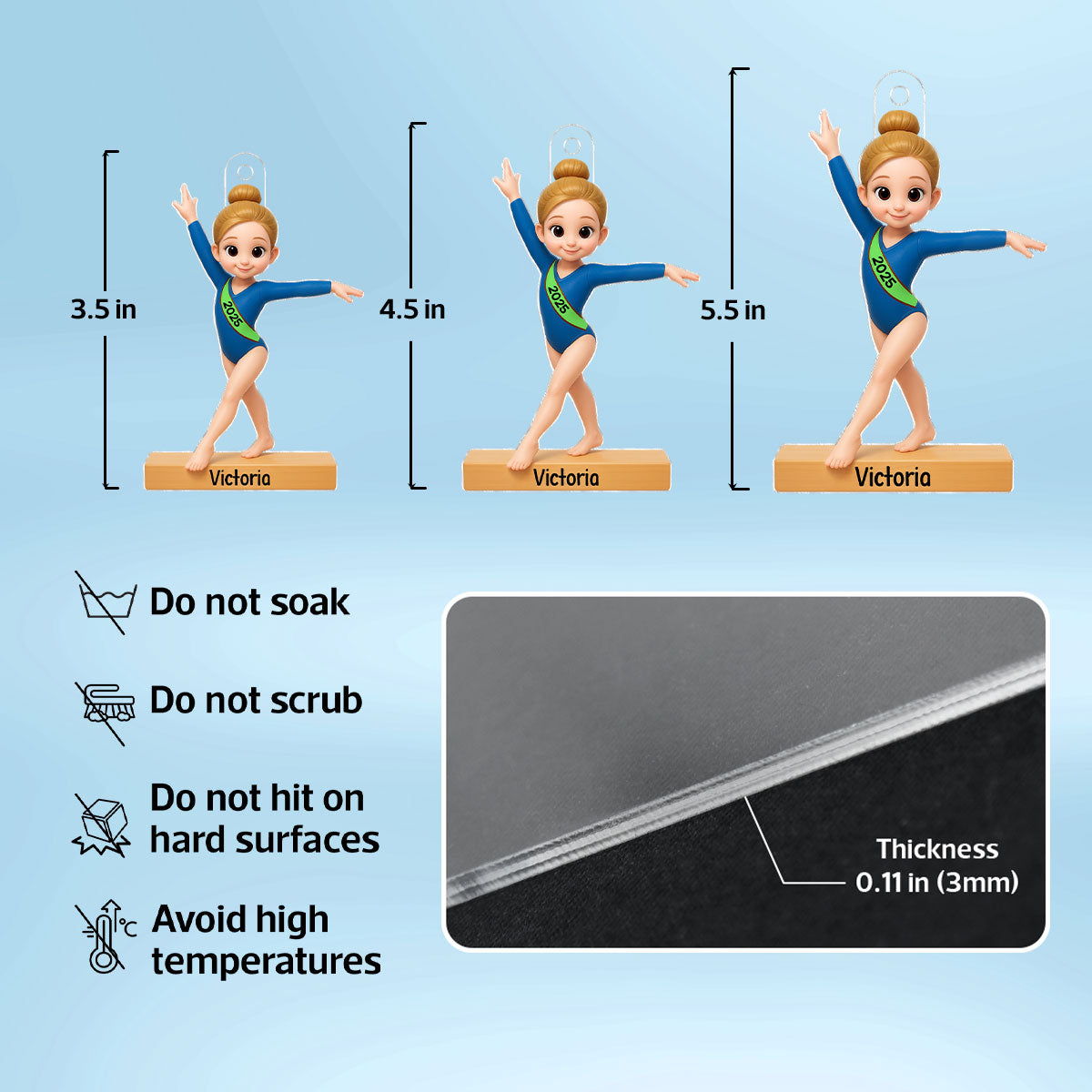 Gymnastic Girl - Personalized Acrylic Ornament - Christmas Gift For Daughter Granddaughter