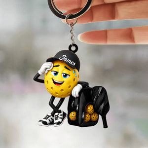 Personalized Cute Sweaty Male & Female Pickleball Ball Keychain