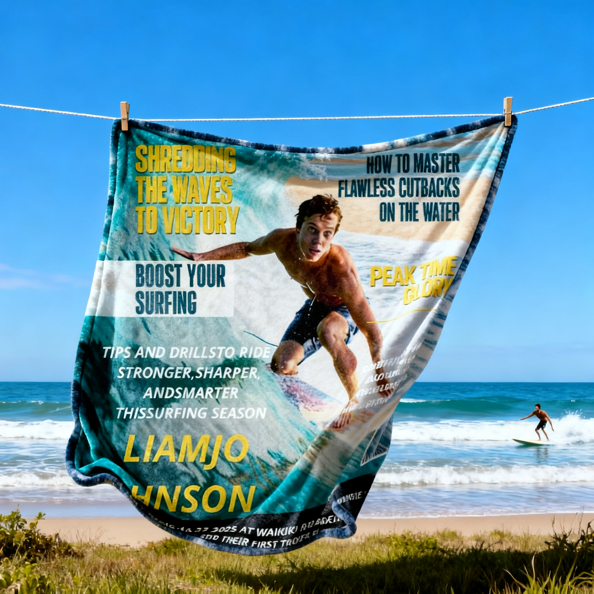 Personalized Surfing Magazine Cover Blanket  Unique Gifts For Surfing Lover