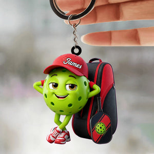 Pickleball Mascot With Sports Bag Keychain - Personalized Gift for Pickleball Enthusiasts