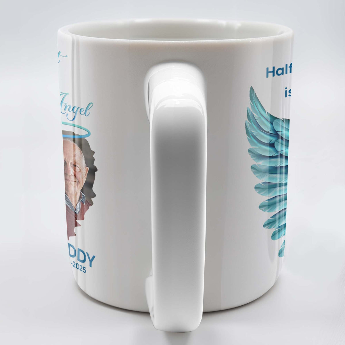 Half Of My Heart In Heaven With My Angel Wings, Personalized Custom Coffee Mug