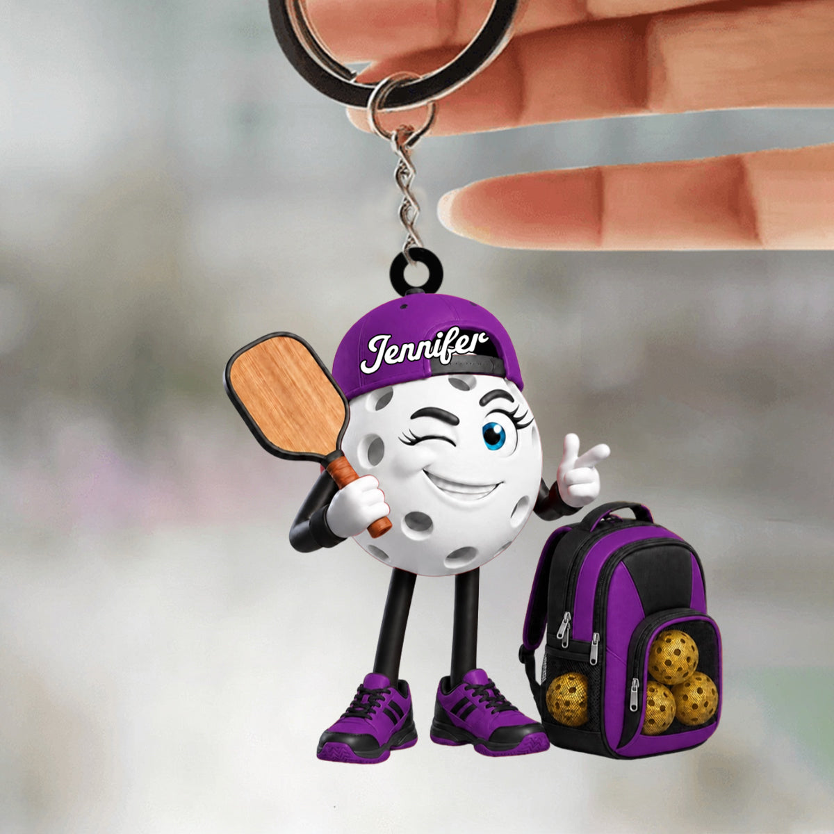 Cool Male & Female Pickleball Player Keychain- Personalized Pickleball Mascot Keychain Gift for Pickleball Enthusiast