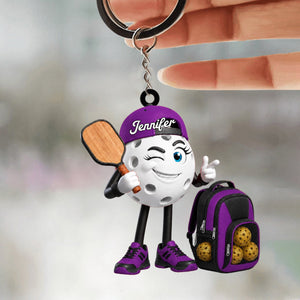 Cool Male & Female Pickleball Player Keychain- Personalized Pickleball Mascot Keychain Gift for Pickleball Enthusiast