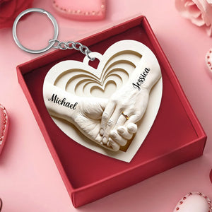 Personalized Couple Hand in Hand Keychain,Anniversary Valentines Gift