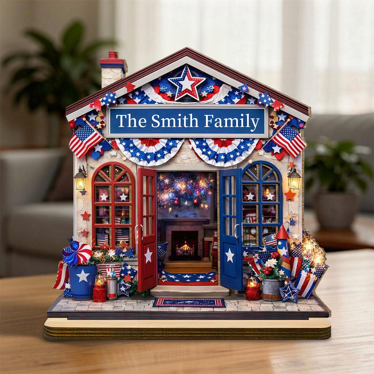 Our Family House, Personalized Wood Plaque, Gift For Patriots and Families
