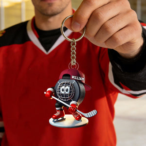 Personalized Ice Hockey Name Keychain For Hockey Fans, Ice Hockey Lover