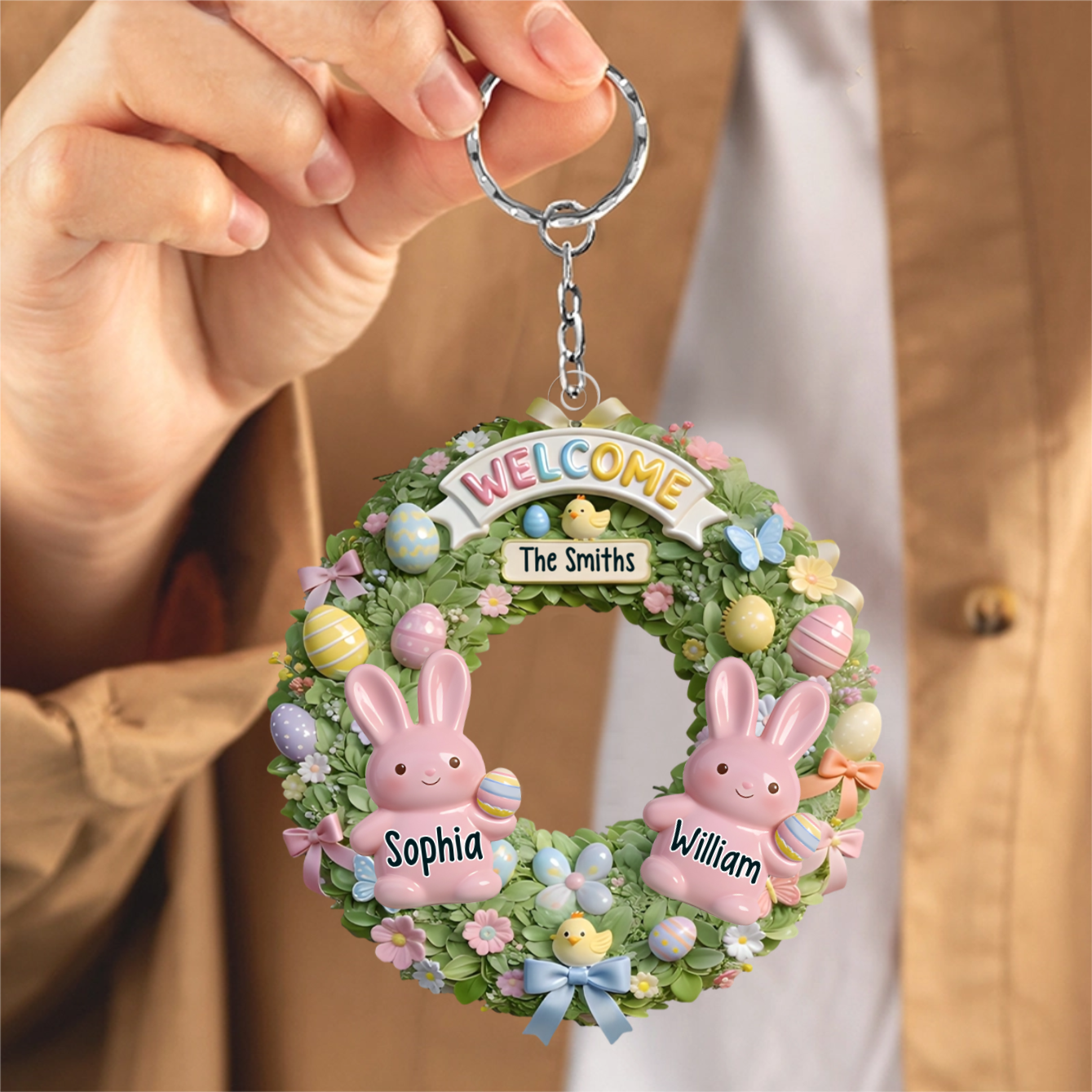 Easter Family - Personalized Family Custom Acrylic Keychain