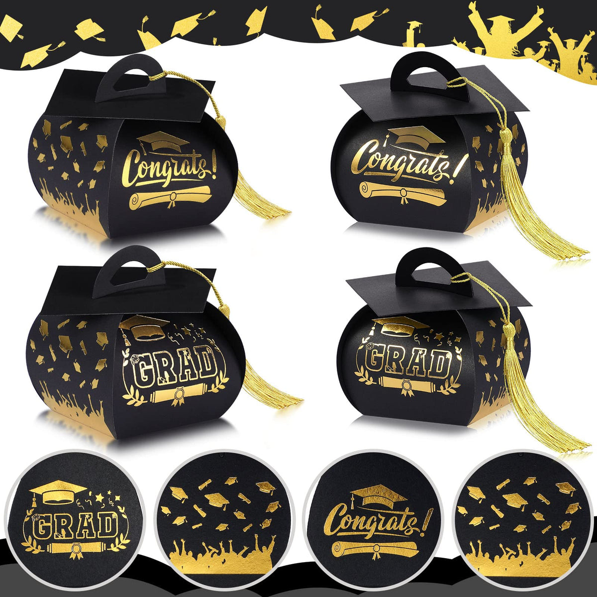 Graduation Cap Gift Box Graduation Party Favors Candy Boxes Treat Box with Tassel Table