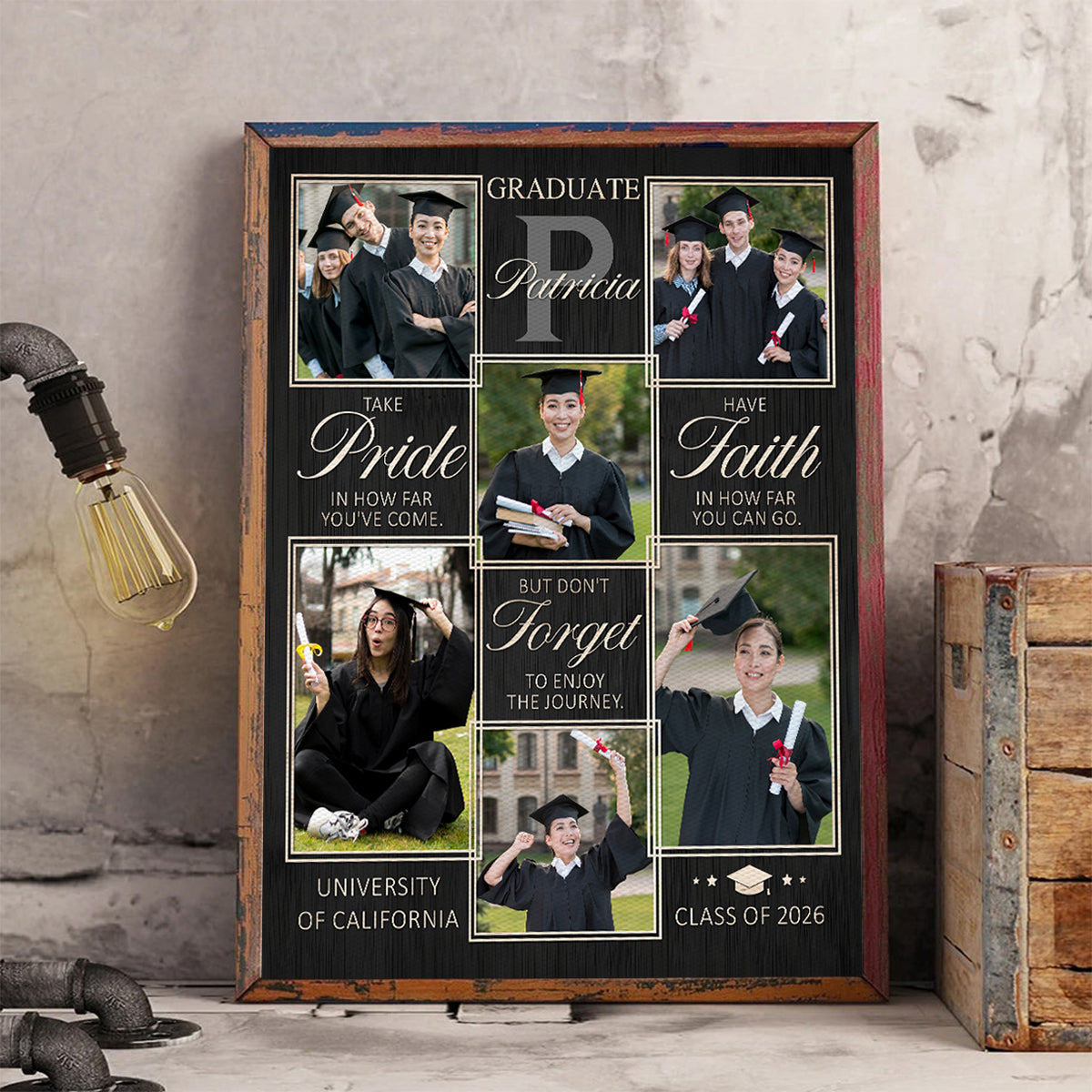Personalized Graduation Photo Canvas Poster, Custom Senior Photo Wall Art, Graduation Gift For Him Her