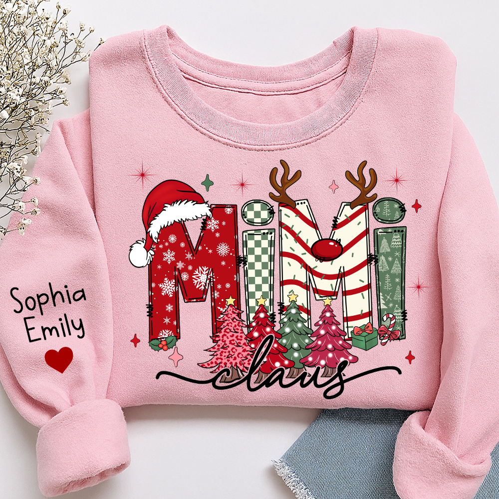 Personalized Christmas Grandma Sweatshirt, Tree Christmas For Grandma, Gift Gigi And Kids