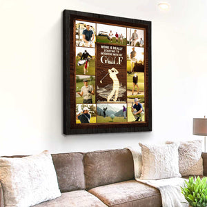 Personalized Golf Photo Collage Canvas Poster, Golf Gift For Men, Golf Lovers, Golf Player