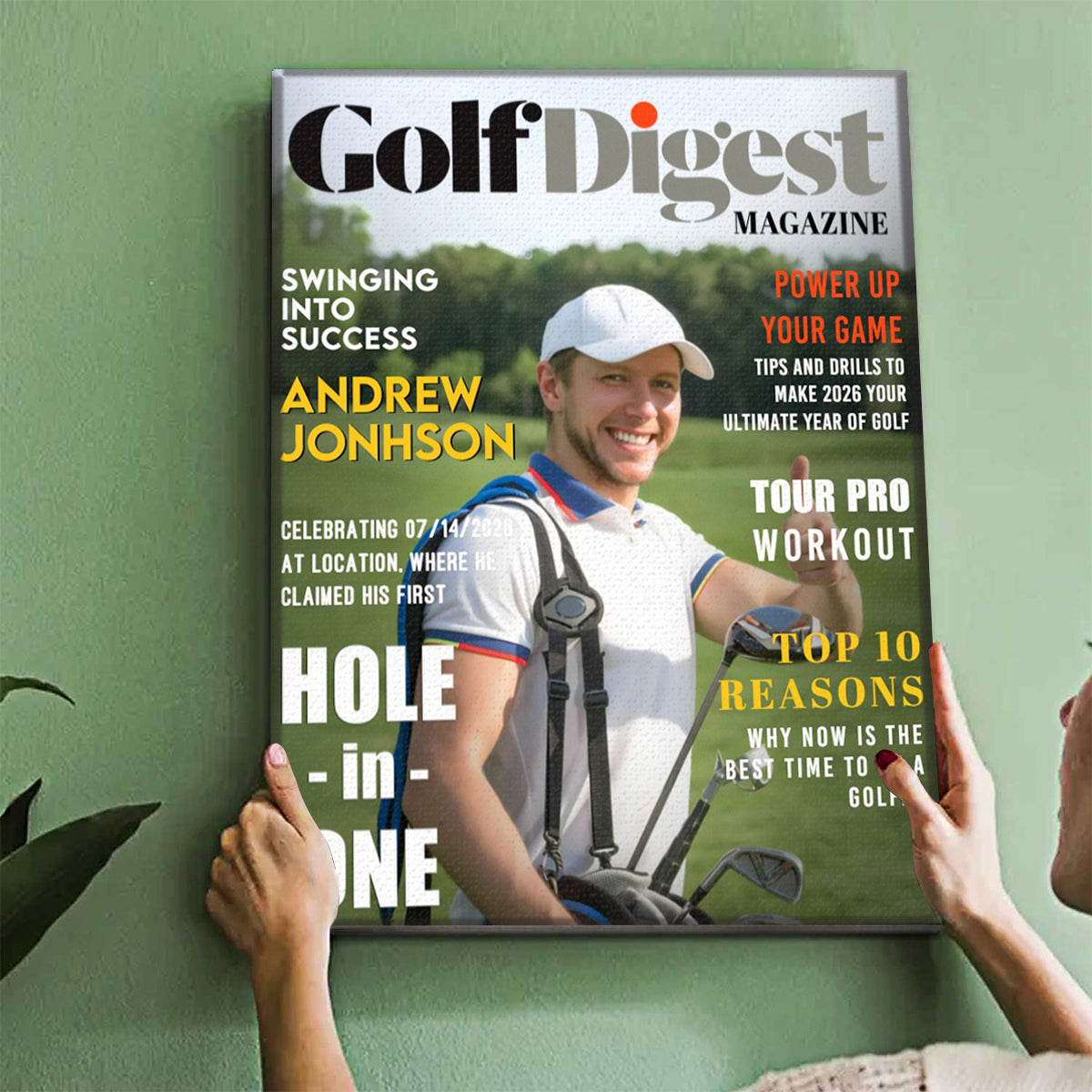 Golf Digest Magazine Personalized Canvas, Custom Golfer Magazines Photo, Unique Gift For Golfer, Golf Digest Gift