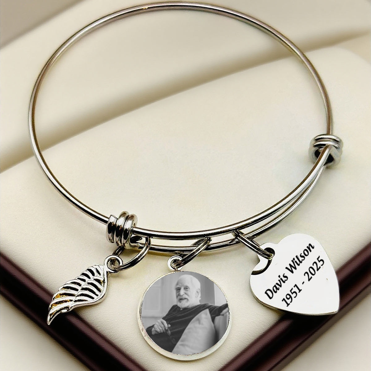 In Loving Memory Personalized Heart Charm Memorial Bracelet