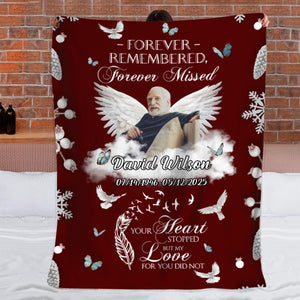 Custom Photo In Loving Memory Memorial Blanket -  Personalized Blanket Gifts for Loved one