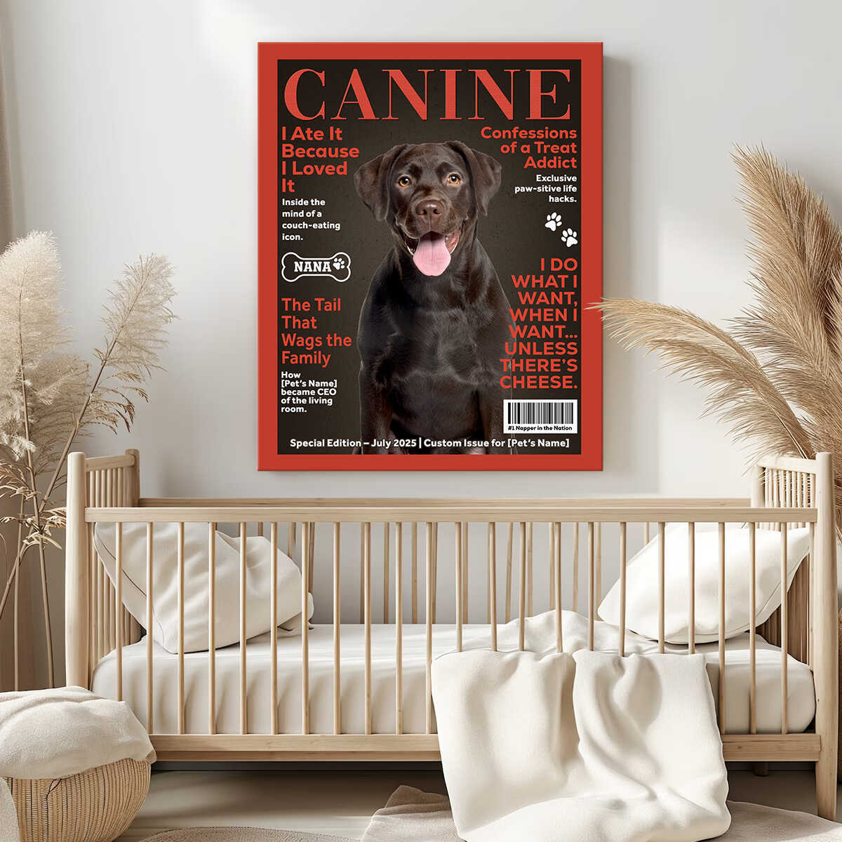 Personalized Custom Pet Magazine Cover Canvas, Custom Pet Portrait, Pet From Photo
