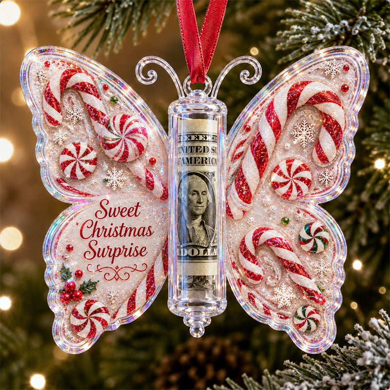 Christmas Cash Gift Butterfly Ornament – Holiday Money Holder Keepsake