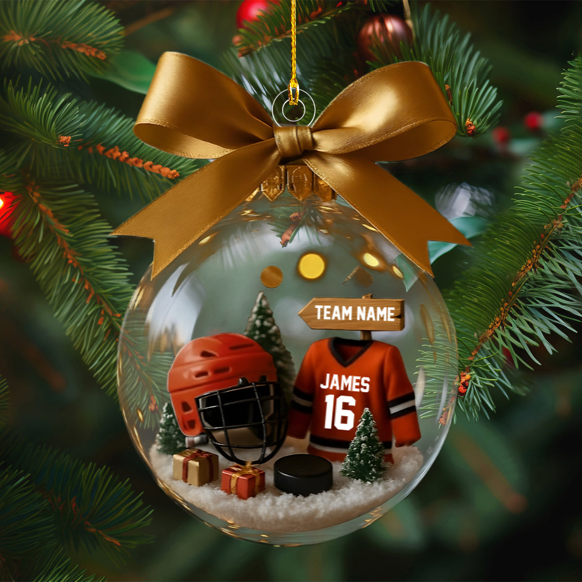 Personalized Hockey Transparent Ornament Gift for Hockey Lover