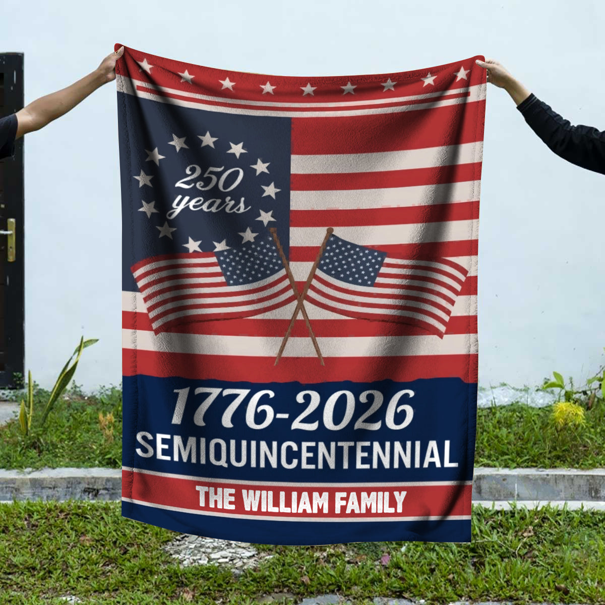 Custom Family Name Semiquincentennial 250th Anniversary Patriotic Blanket