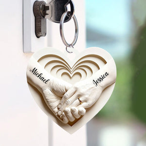 Personalized Couple Hand in Hand Keychain,Anniversary Valentines Gift