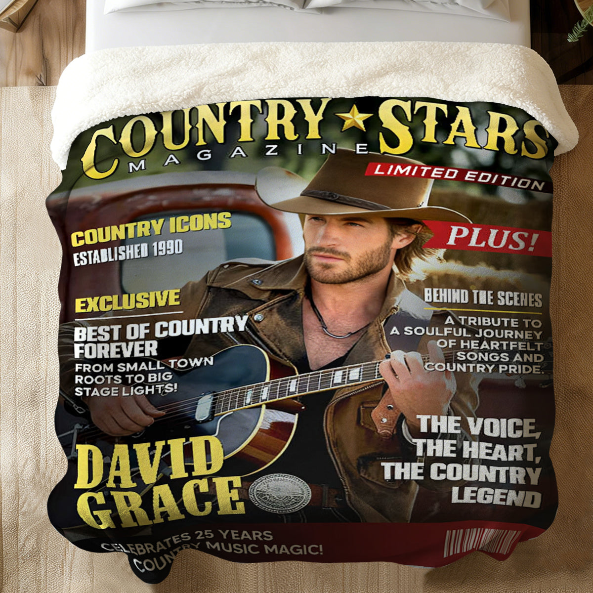 Personalized Country Stars Magazine Blanket, Custom Country Stars Photo, Cool Gift For Music Lover
