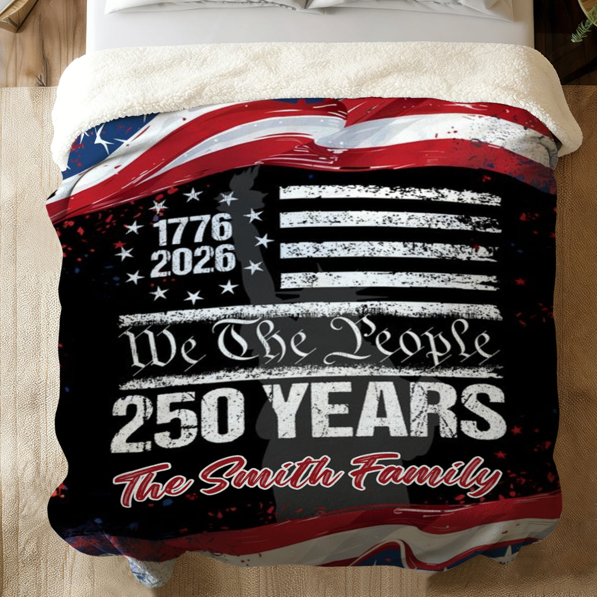 250 Years USA 250th Birthday 1776-2026 Eagle Personalized Blanket Gift for Family