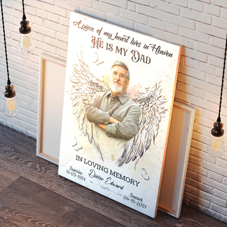 A Piece Of My Heart Personalized Lover In Loving Memory Memorial Photo Canvas Poster