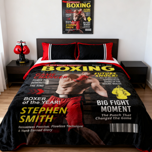 Personalized Boxing Magazine Cover Blanket Boxing Gifts, Boxing Retirement Gift, Boxing Coach Gift, Boxing Lover Gift