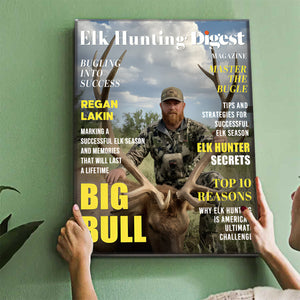 Elk Hunting Digest Personalized Canvas, Custom Photo Elk Hunter Magazine Cover