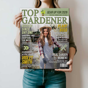 Personalized Gardener Magazine Cover Canvas Poster, Gardening Gift for Mom Grandma Plant Lover