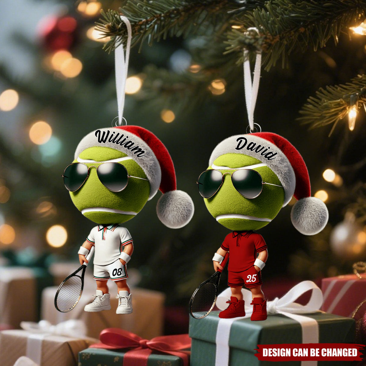 Cool Tennis Player Christmas Ornament, Personalized Acrylic  Ornament
