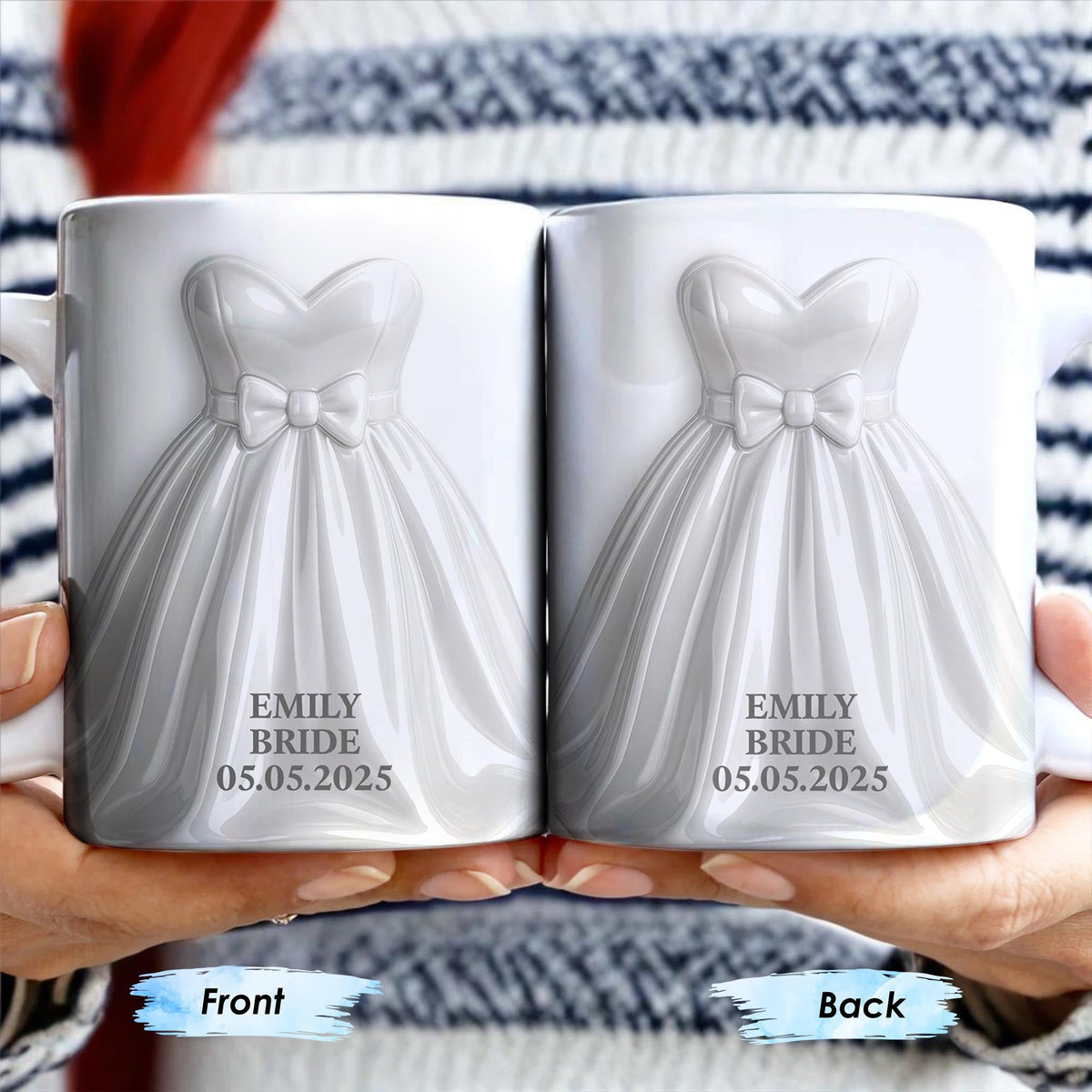 Elegant Groom Suit Bride Dress Design, Personalized Custom Coffee Mug, Gift For Couple