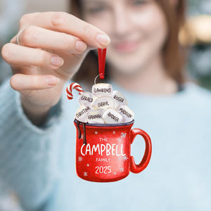 Hot Cocoa Cup Marshmallow - Personalized Family Ornament Christmas Decoration