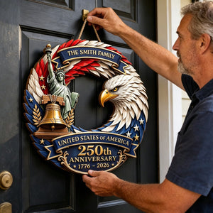 Custom Family Wood Sign Personalized America 250th Anniversary Gifts