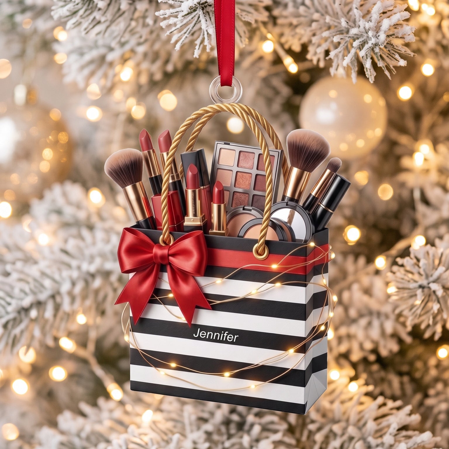 Makeup Set Beauty Brush Christmas Acrylic Ornament - Personalized Gift For Makeup Lovers