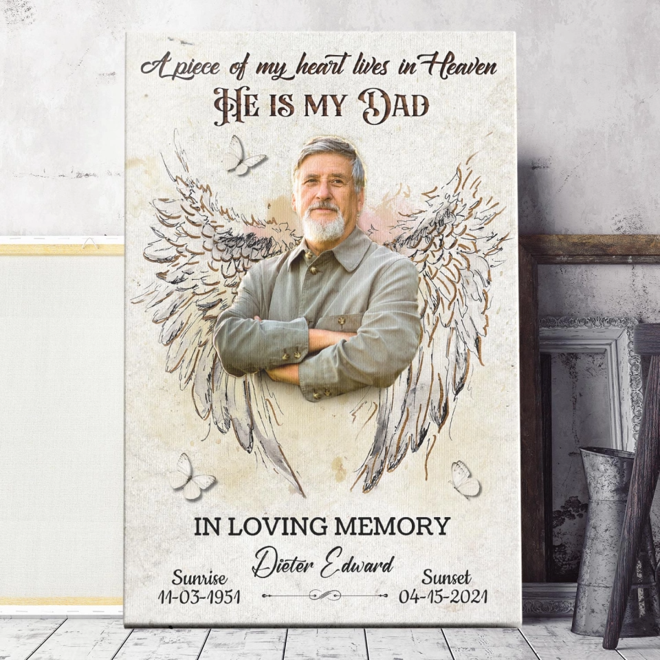 A Piece Of My Heart Personalized Lover In Loving Memory Memorial Photo Canvas Poster