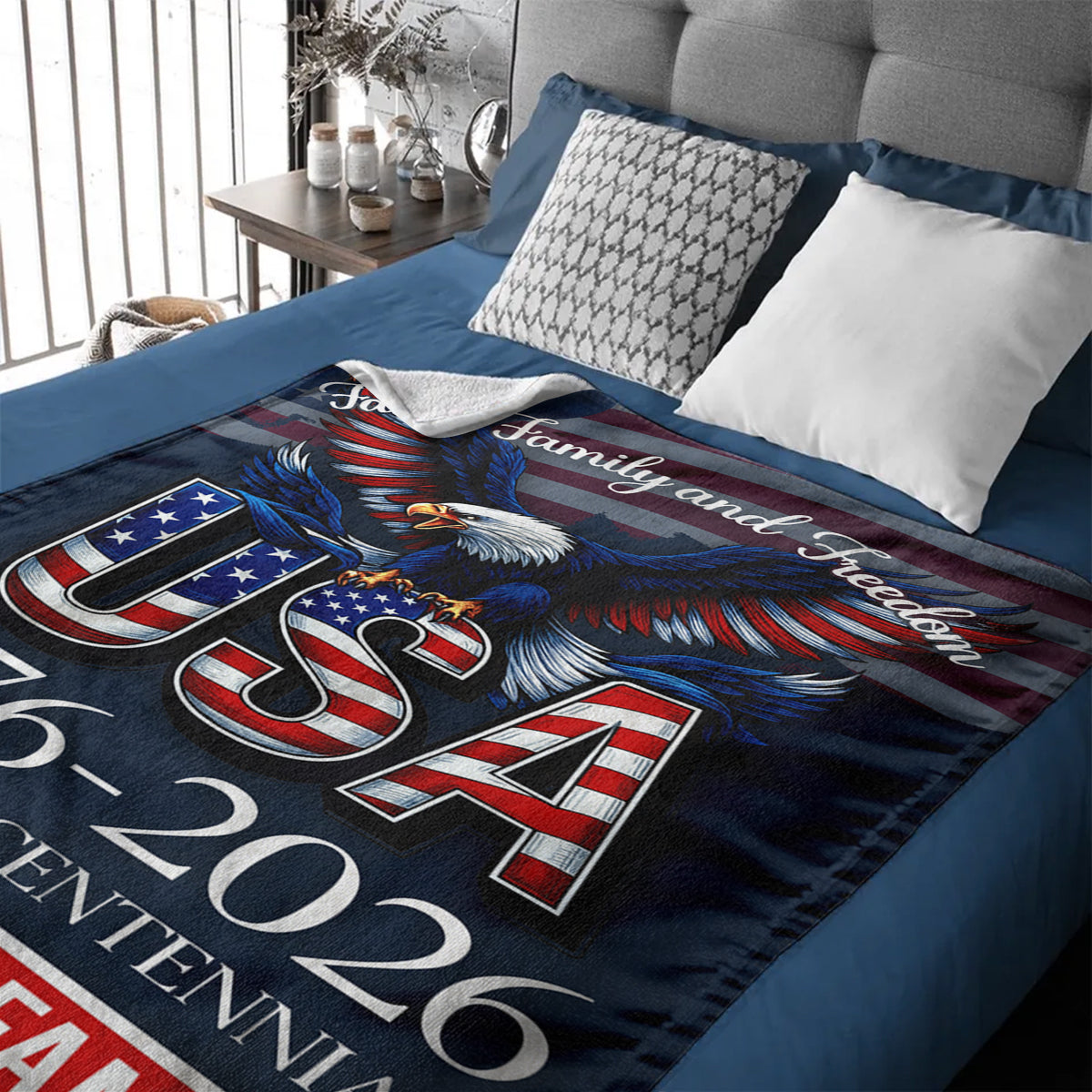 Custom Name Faith, Family & Freedom America 250 Years Patriotic Blanket