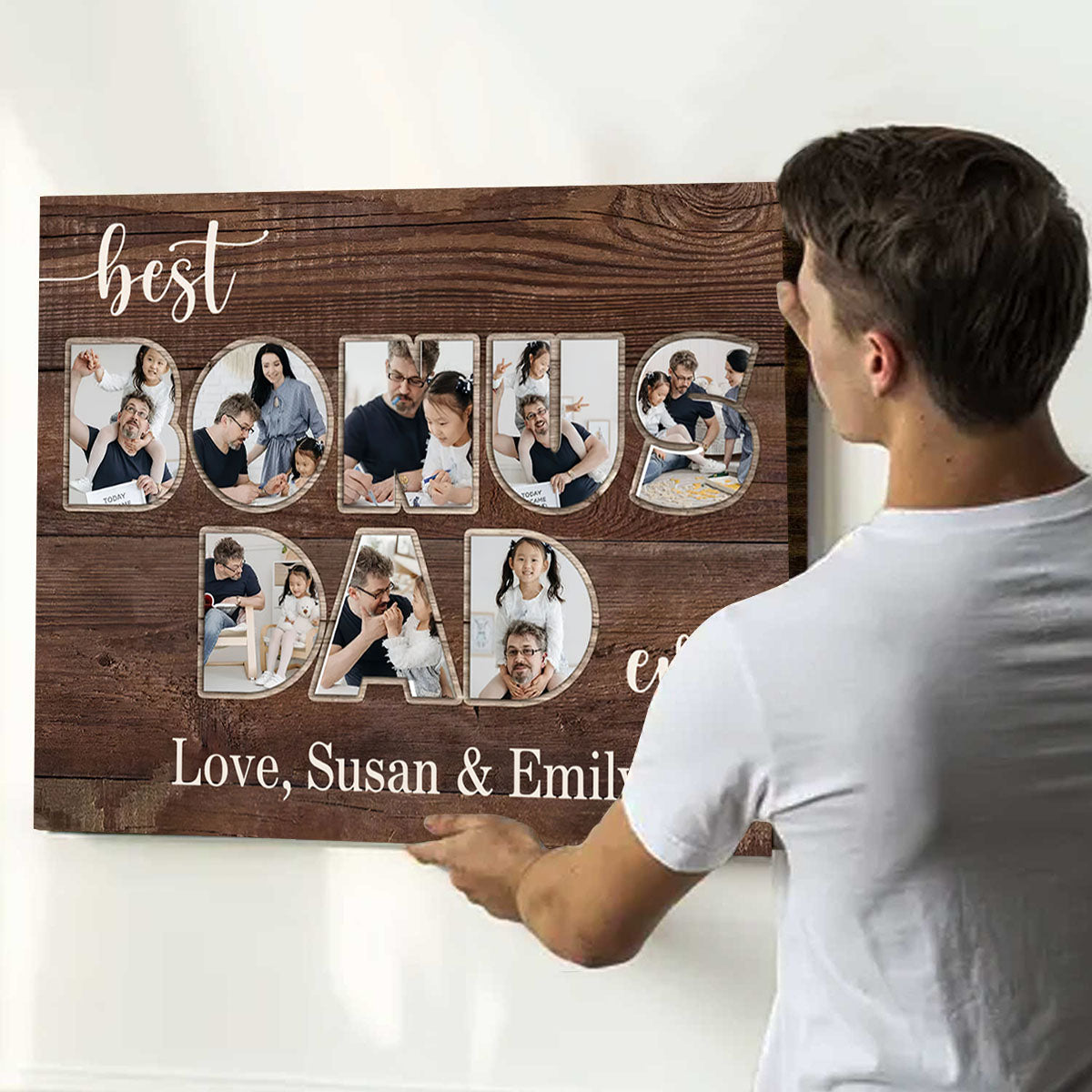 Bonus Dad Photo Collage Personalized Canvas Poster