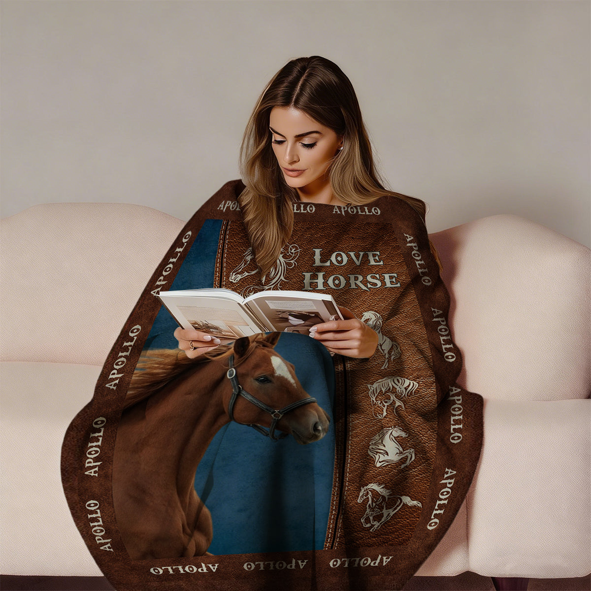 Upload Image Love Horse Blanket - Personalized Gift for Horse Lover